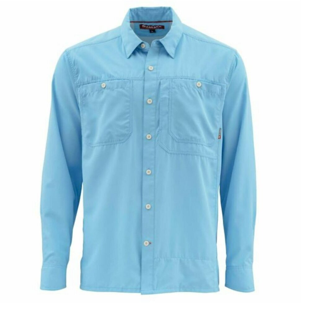 SIMMS Ebb Tide LS Shirt Glacier Blue Vented Fishing Men's SZ M